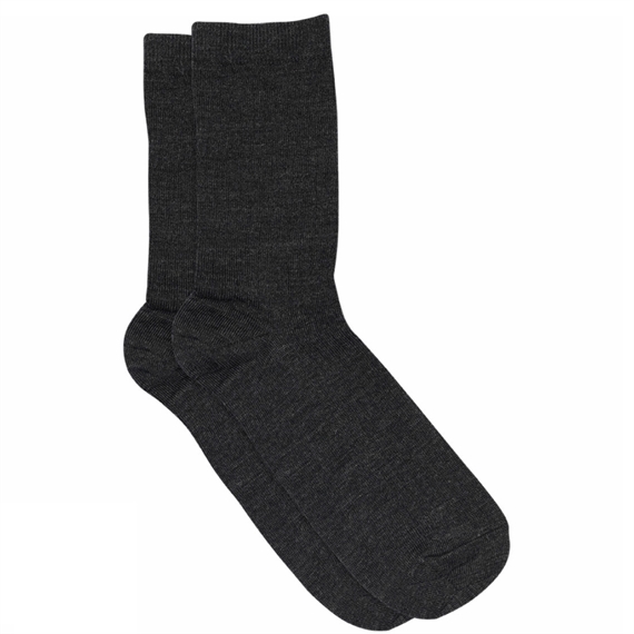 Mp Denmark Fine Wool Rib Strømper, Dark Grey