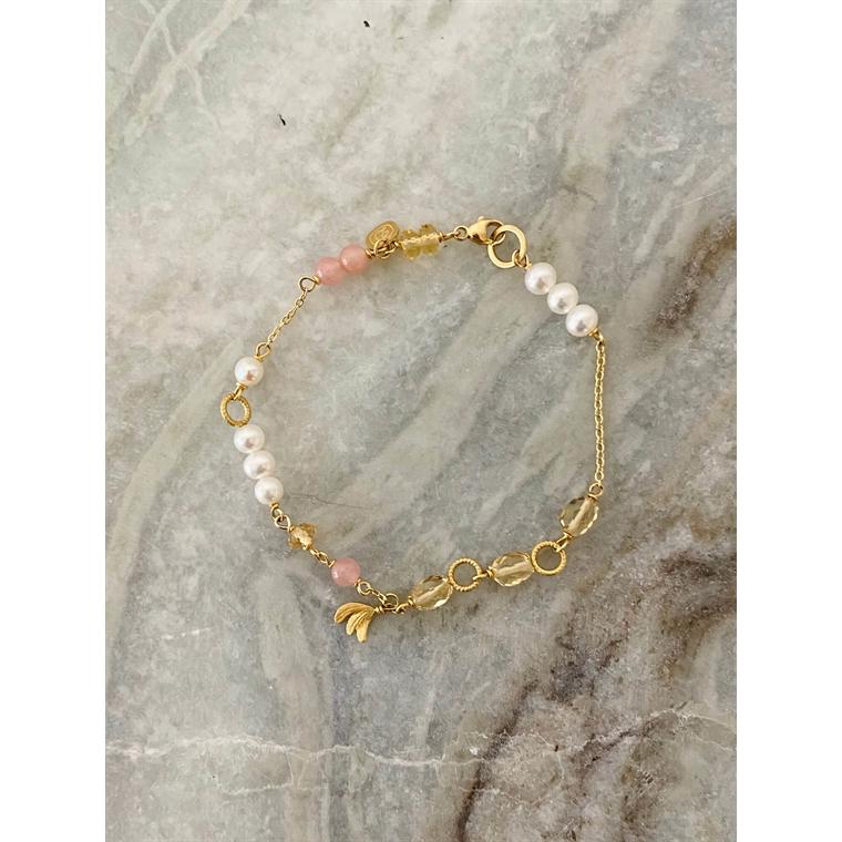 Unika Piccolo Armbånd M Guavakvarts, 18K Guld Dulong