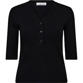 Haute L'Amitie Piccolo SS V-Rib Knit, Sort