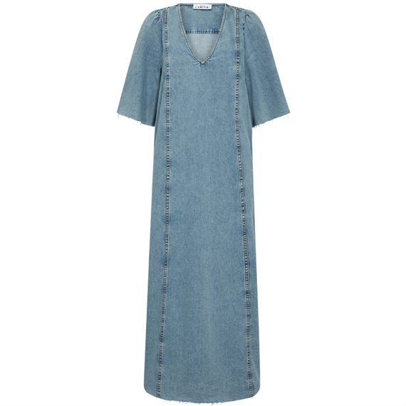 Haute L\'Amitie Denim Raw Hem Kjole, Denim Blue
