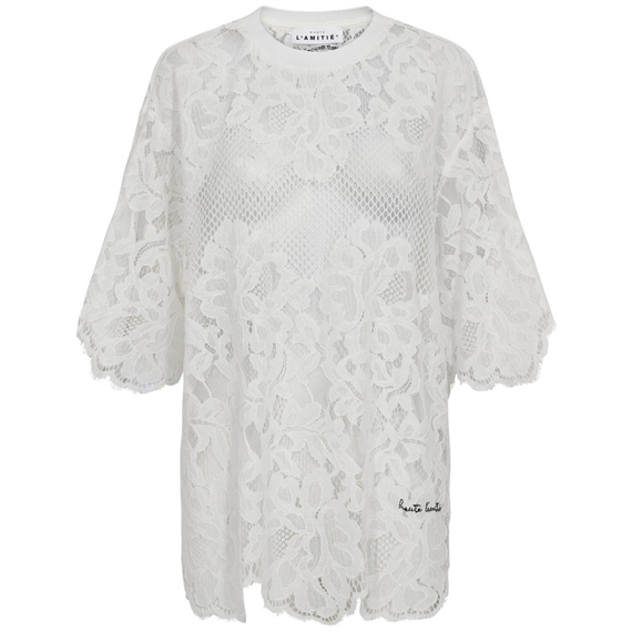 Haute L\'Amitie Lace Hem T-shirt, Off-white