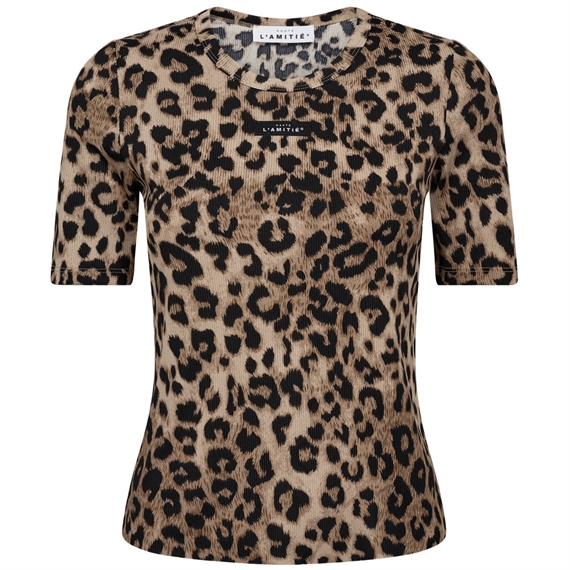 Haute L\'Amitie Leo Rib Badge T-shirt, Leopard