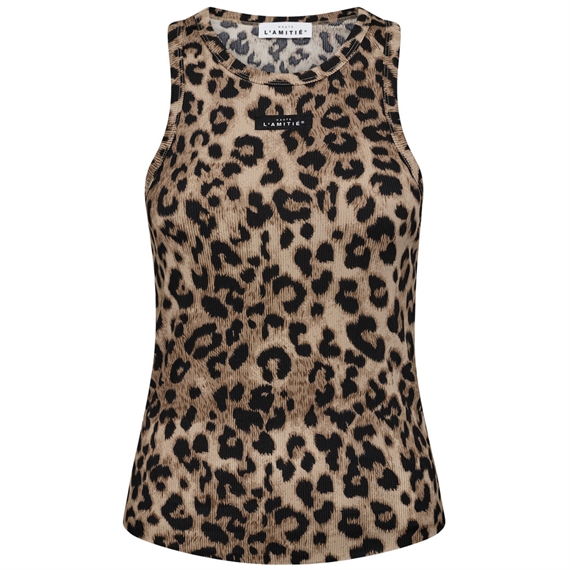Haute L\'Amitie Leo Rib Badge Tank Top, Leopard