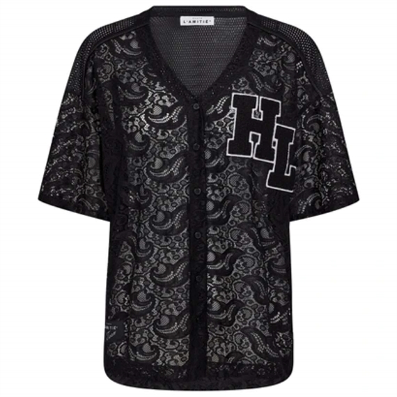 Haute L\'Amitie Court Lace T-shirt, Sort