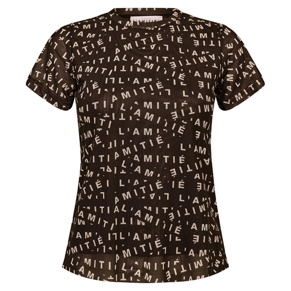 Haute L\'Amitie Logo Mesh Strap T-shirt, Mocca  