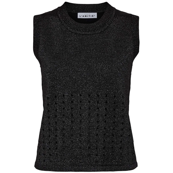 Haute L\'Amitie Hole Lurex Knit Top, Sort