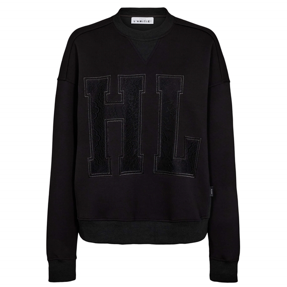 Haute L\'amitie Lace Application Sweatshirt, Sort 