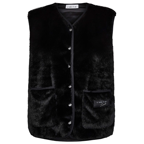 Haute L\'amitie New Fur Tech Vest, Sort 