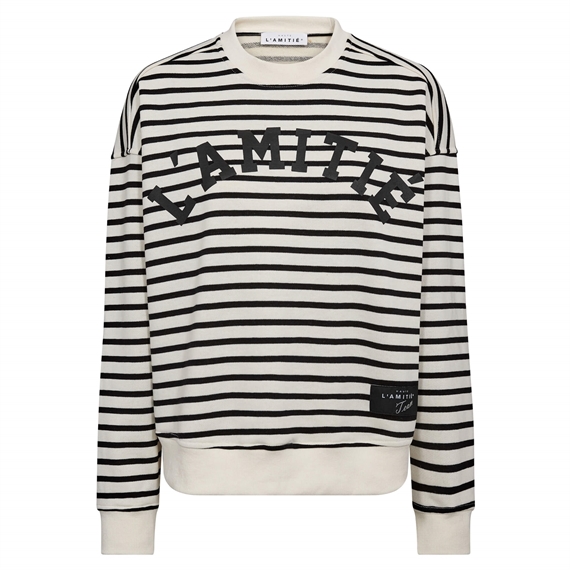 Haute L\'amitie Stripe Logo Sweatshirt, Offwhite Black 