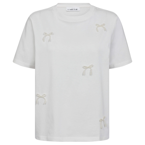 Haute L\'amtié Pearl Bow T-shirt, Off-white