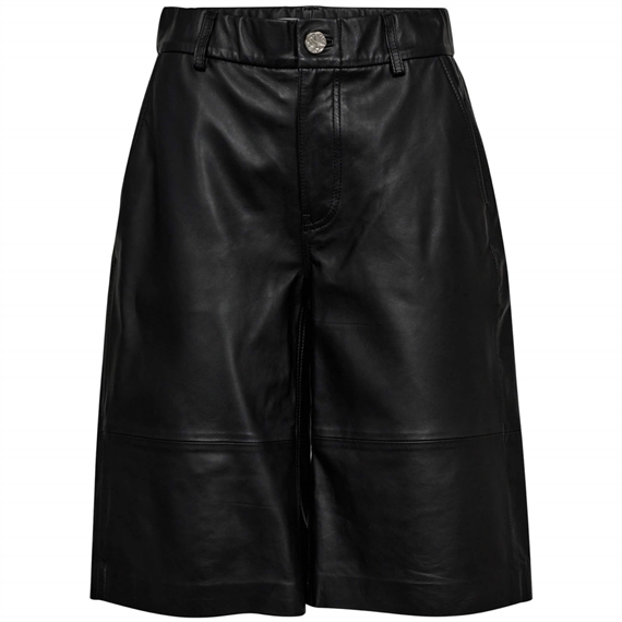 Haute L\'amitie Leather Bermuda Shorts, Sort