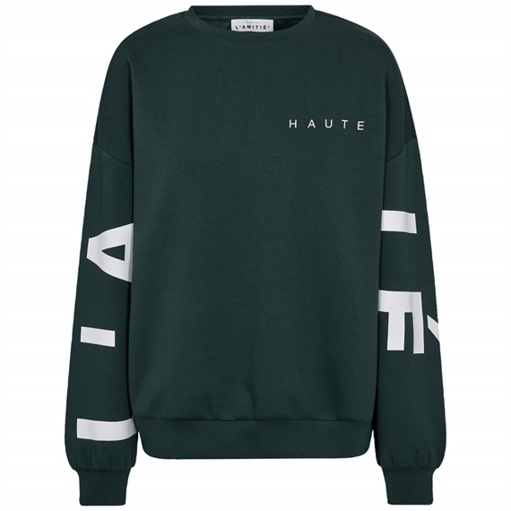 Haute L\'amitie Maxi Split Logo Sweater, Sporty Green