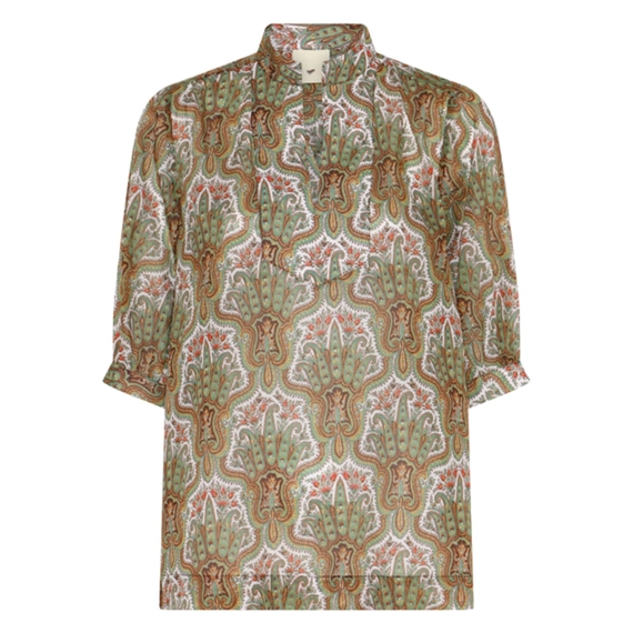 Heartmade Turin Bluse, Green Paisley Print