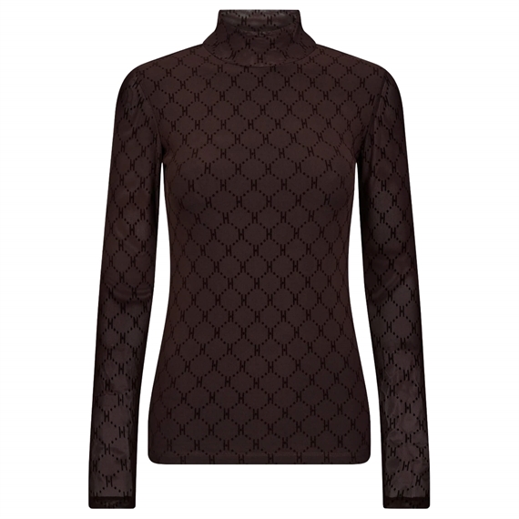 Hype The Detail Mesh High Neck Bluse, Brun