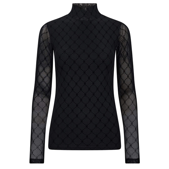 Hype The Detail Mesh High Neck Bluse, Sort