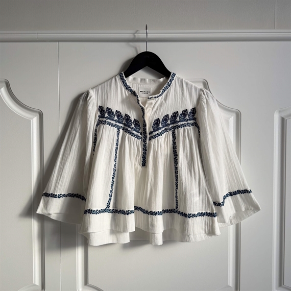 Isabel Marant Etoile Juline Top, Ecru/Blue 