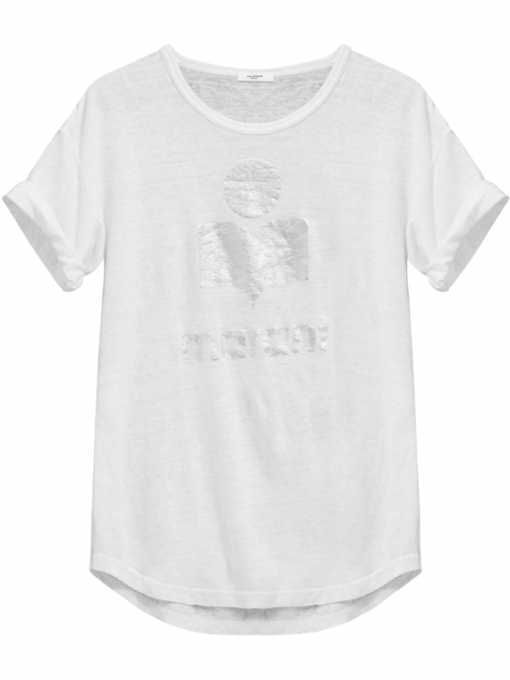 Isabel Marant Etoile Koldi Logo T-shirt, Hvid/Sølv