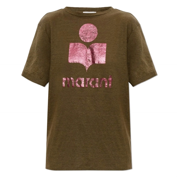 Isabel Marant Etolie Zewel Logo T-shirt, Khaki/Pink