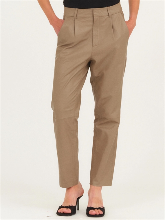 Ivy Copenhagen Ali Kylie Leather Bukser, Cool Taupe