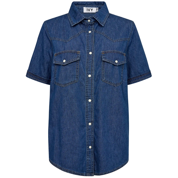 Ivy Copenhagen Ora SS Skjorte, Mid Blue Denim