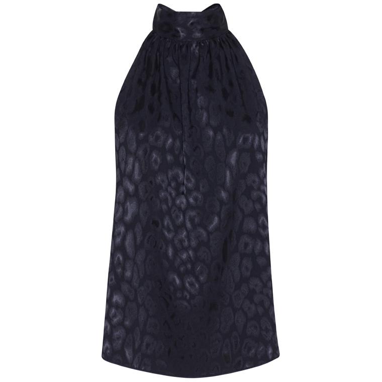 Karmamia Eloise Top, Navy Leo Jacquard
