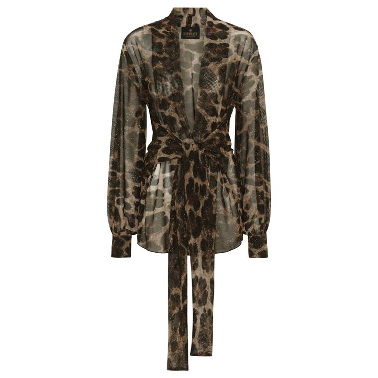 Karmamia Lola Wrap Blouse, Brown Leo