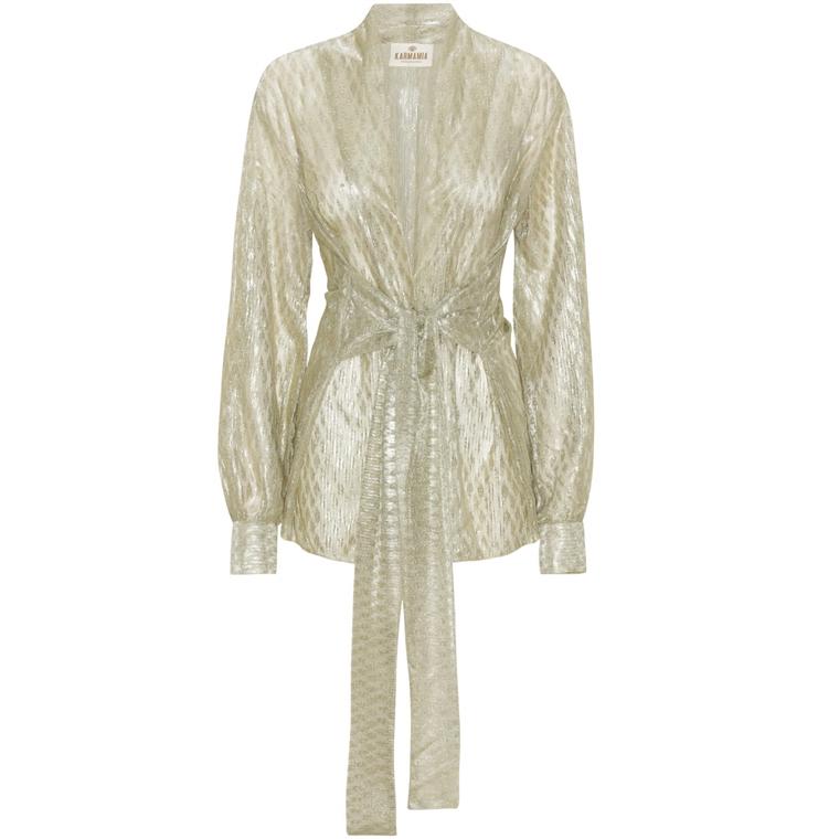 Karmamia Lola Wrap Blouse, Gold Feather