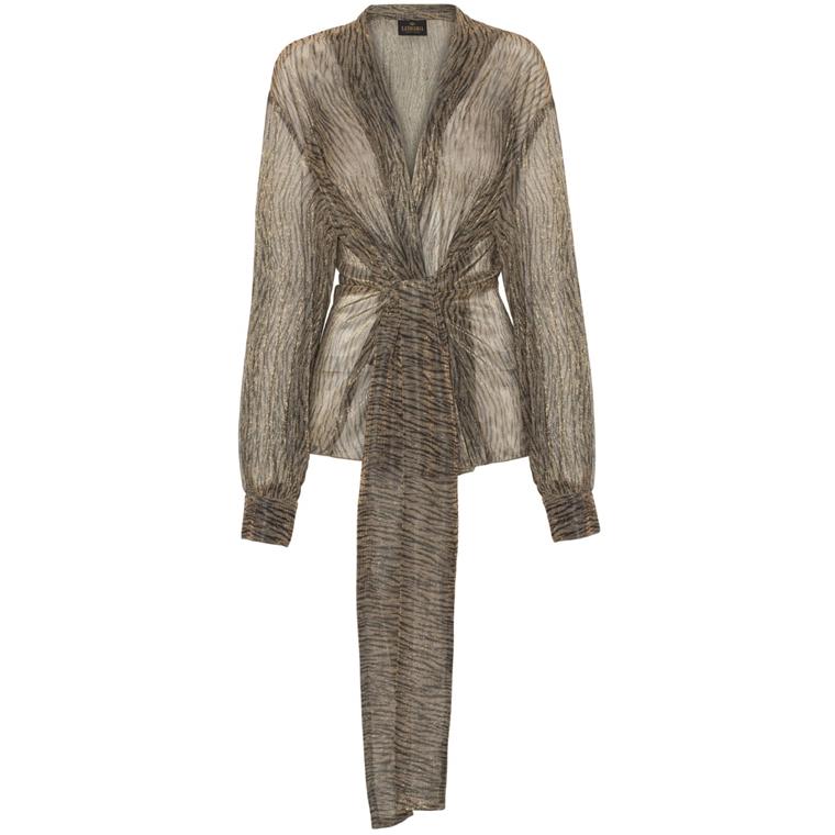 Karmamia Lola Wrap Bluse, Gold Zebra