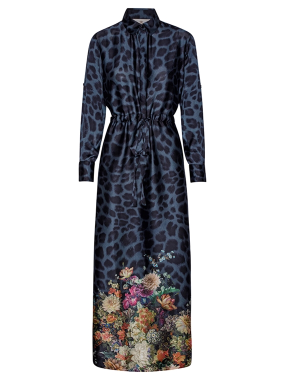 Karmamia Nakita Maxi Kjole, Navy Flower Leopard