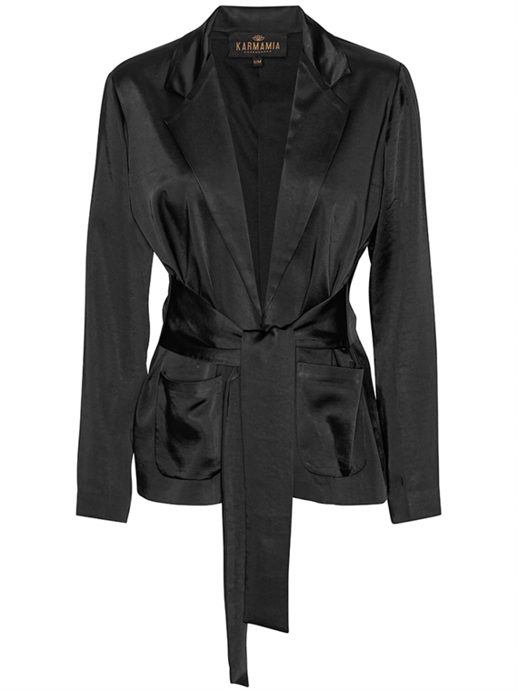 Karmamia Rex Tie Blazer, Black Rich Satin