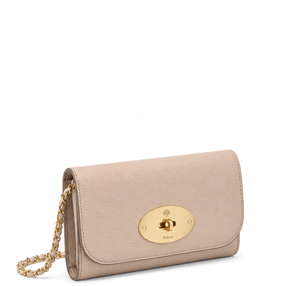 Mulberry Lily Chain Wallet Cashmere Taupe Small Classic Grain