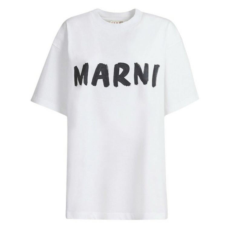 MARNI  Logo Organic Cotton T-shirt, Lily White
