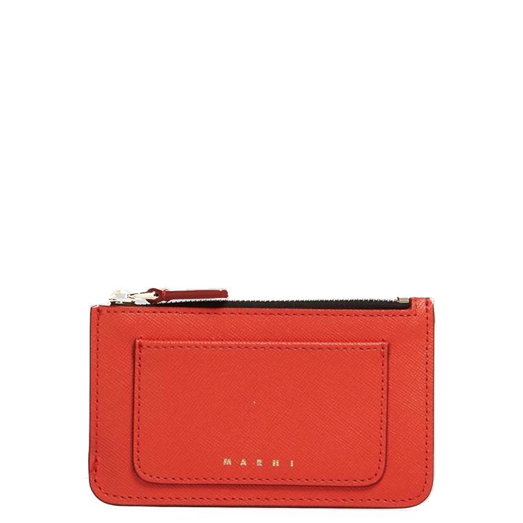 MARNI CC Holder W/Zip, Indian Orange 