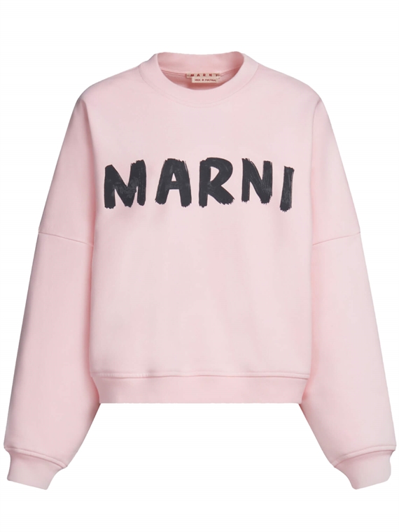 MARNI Logo Organic Cotton Sweatshirt, Pink Gummy