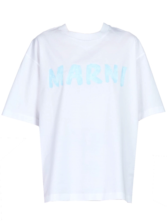 MARNI Logo Organic Cotton T-shirt, Blue/White