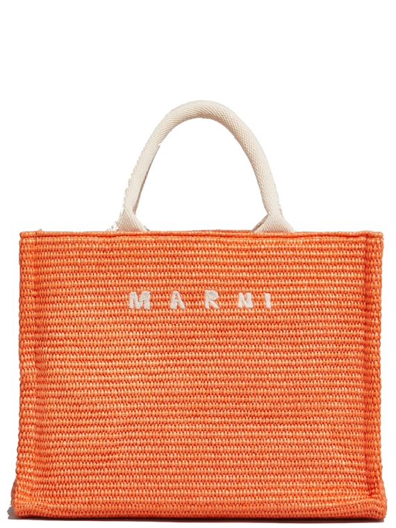 MARNI Raffia Small Tote Bag, Orange