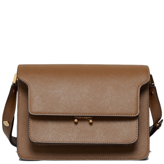 MARNI Saffiano Medium Trunk Bag, Cigar