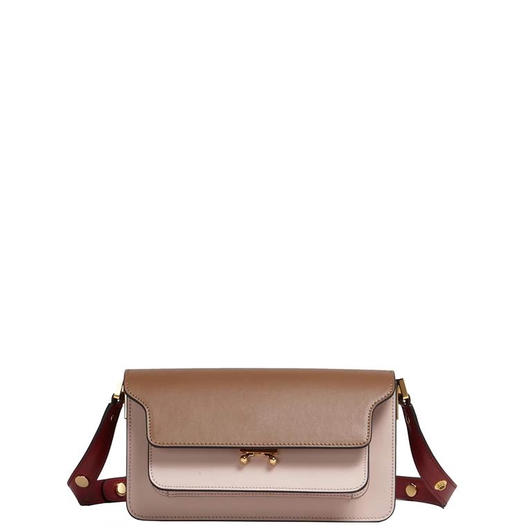 MARNI Trunk Bag EW, Gold Brown/Quartz/Burgundy