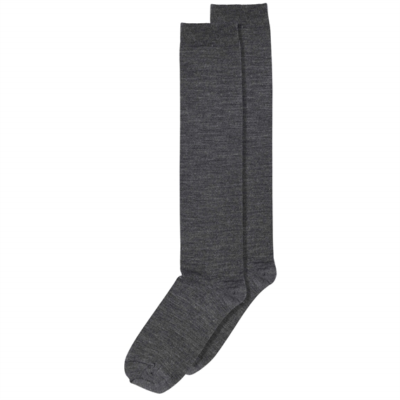 MP Denmark Wool/Cotton Knee Strømper, Dark Grey Melange 
