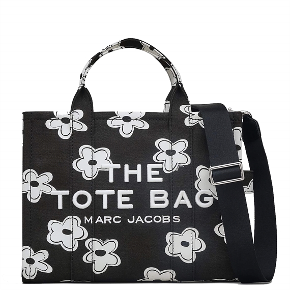Marc Jacobs The Medium Daisy Canvas Tote Bag, Sort/Hvid