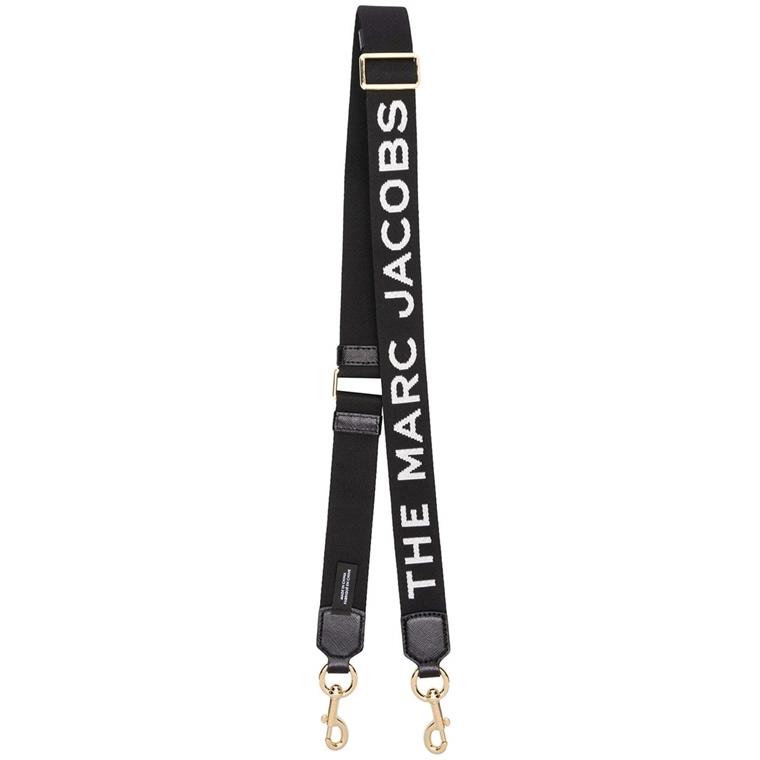 Marc Jacobs The Slim Logo Webbing Strap, Black/Gold