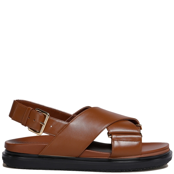 Marni Fussbett Sandaler, Gold Brown/Black