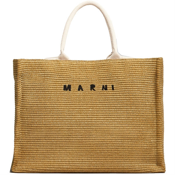 Marni Large Raffia Tote, Raw Siena-Natural