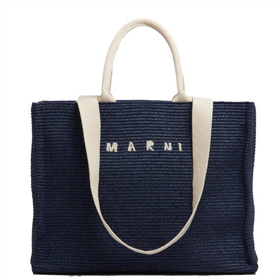 Marni Large Raffia Tote, Ultramarine 