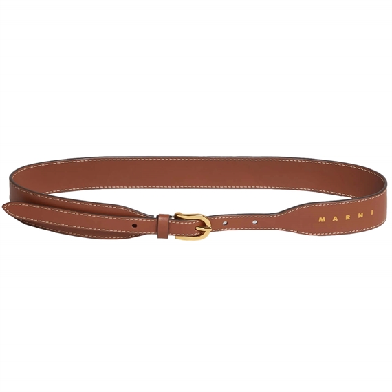 Marni Leather Belt, Maroon