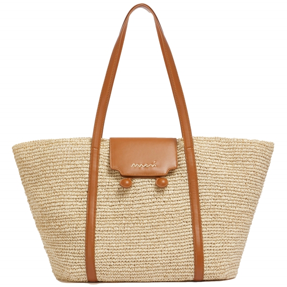 Marni Medium Raffia Trunkaroo Beach Bag, Natural