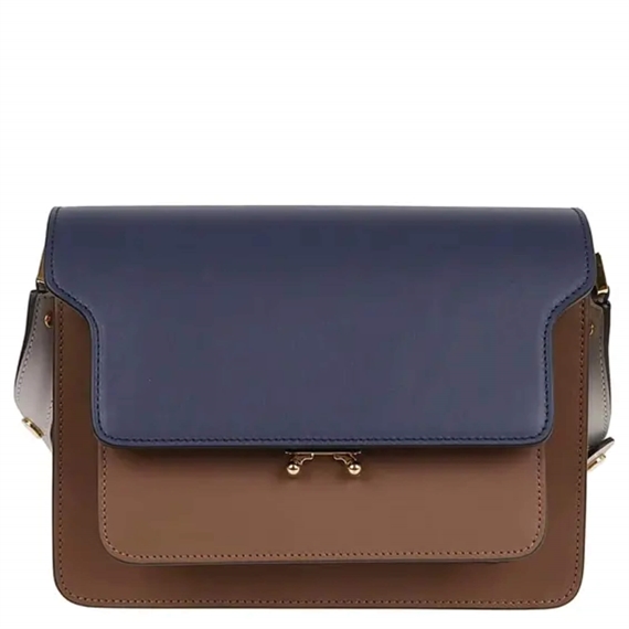 Marni Medium Trunk Bag, Navy/Brown/Grey