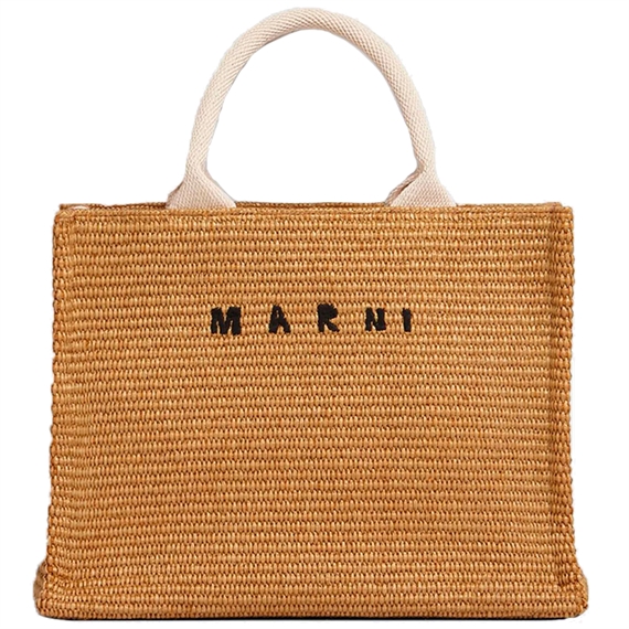 Marni Small Raffia Tote, Raw Siena/Natural 