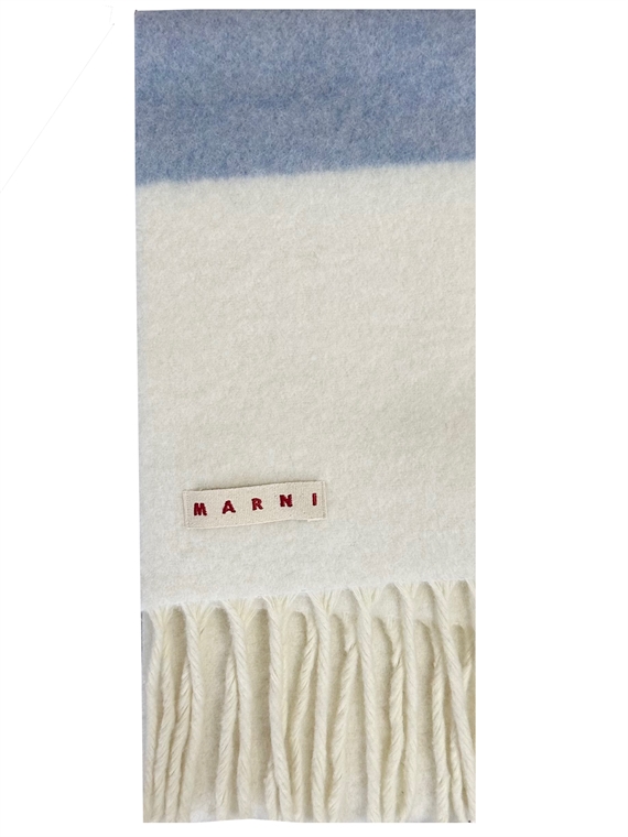 Marni Striped Brushed Wool Tørklæde, Stone White