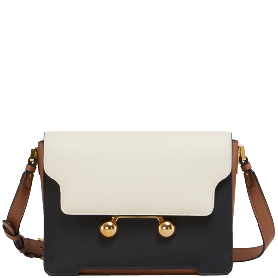 Marni Trunkaroo Medium Shoulder Bag, Shell/Black/Cinnamon